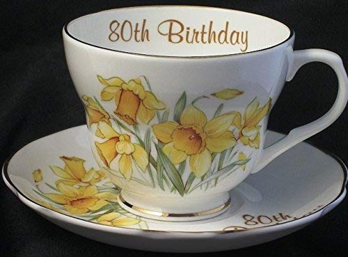 Lyndas Gifts 80th birthday gift cup and saucer