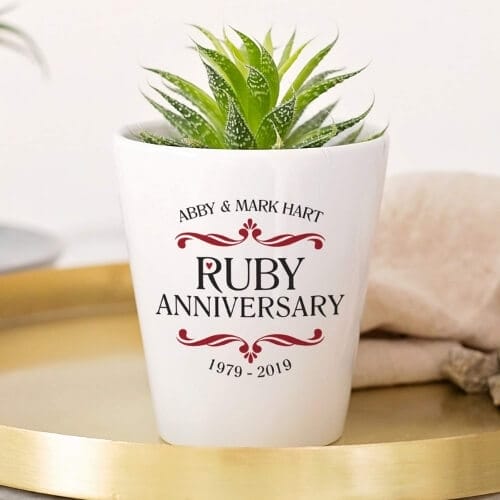 Personalised Ruby Wedding Anniversary Plant Pot Ruby Stone Red Cufflink Awesome Ruby Wedding Gift Ideas For Him