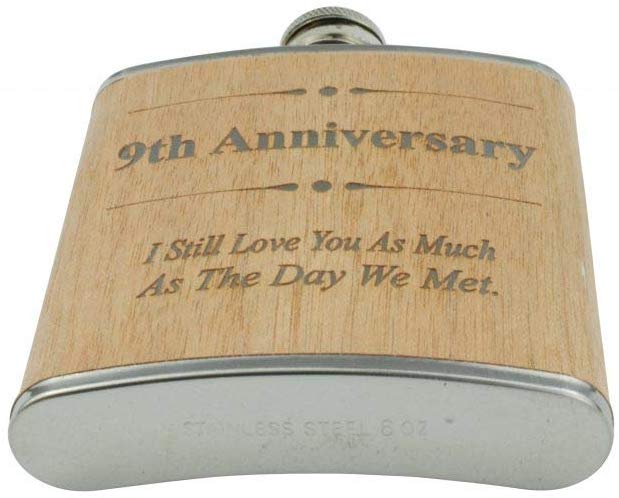 9th Anniversary Hip Flask
