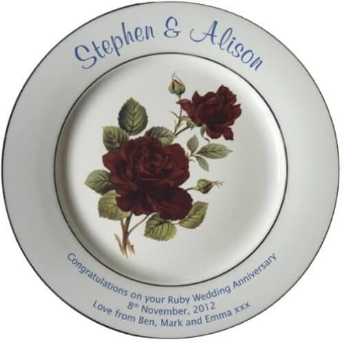 Personalised Ruby Wedding Anniversary Plate Awesome Ruby Wedding Gift Ideas For Him