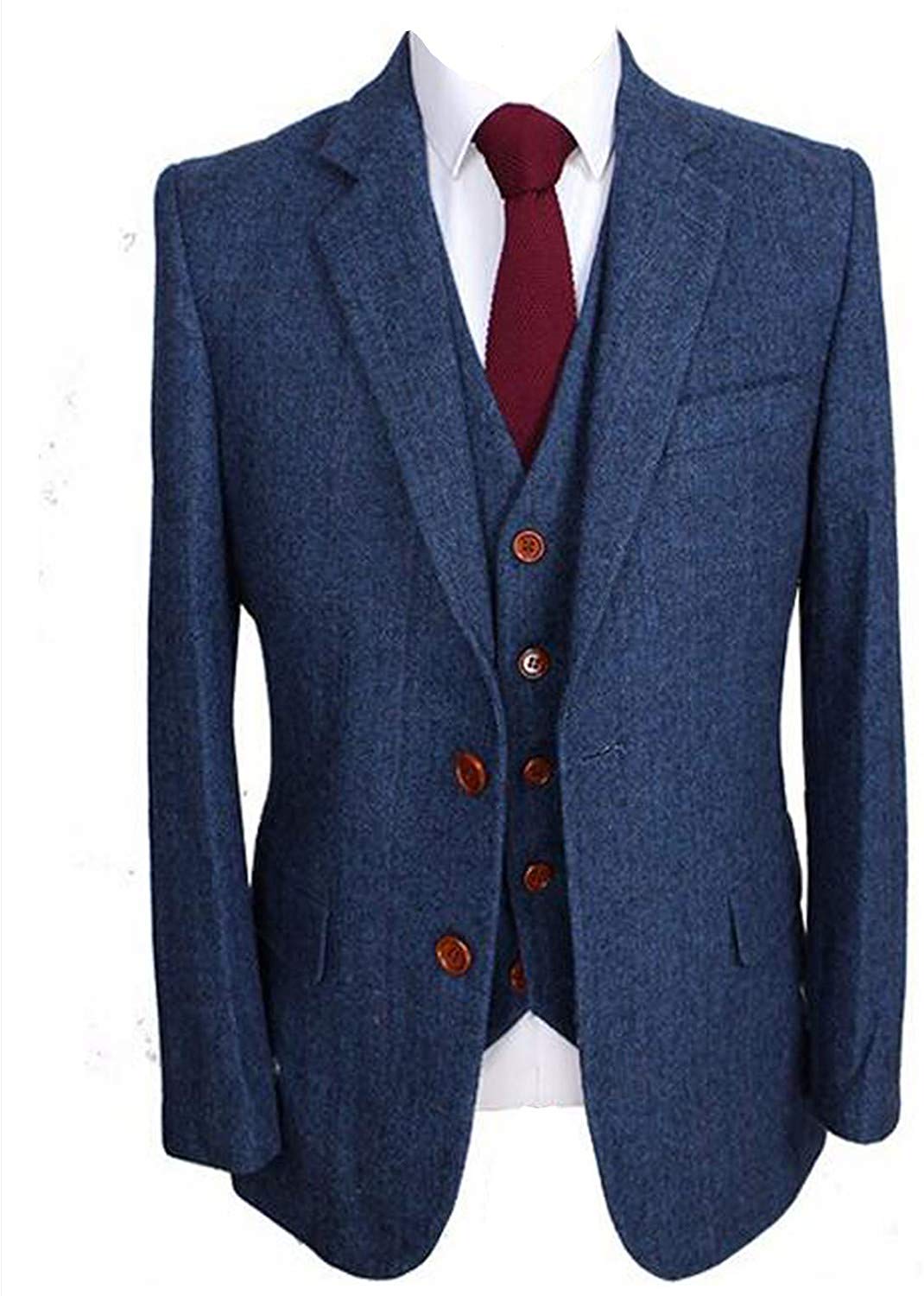 13th wedding anniversary gift for husband-Men's Slim Fit Notched Lapel Suit Blazer Jacket Tux Vest & Trousers 3-Piece Suit Set