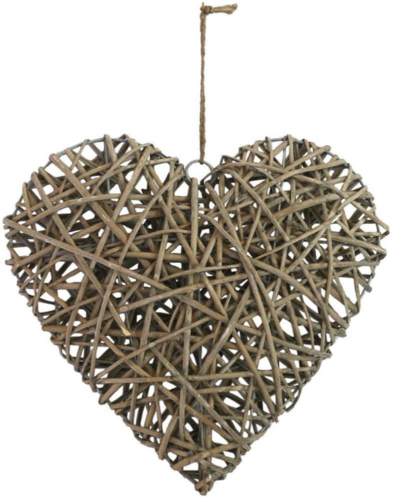Gift Company Woven Willow Heart - Grey Washed