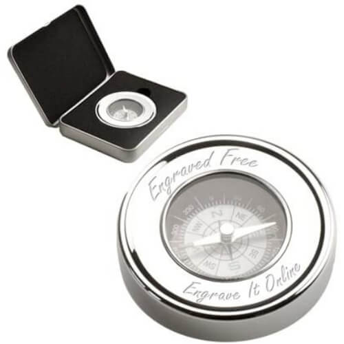 Personalised Chrome Compass and Case Remarkable Silver Wedding Anniversary Gifts your partner