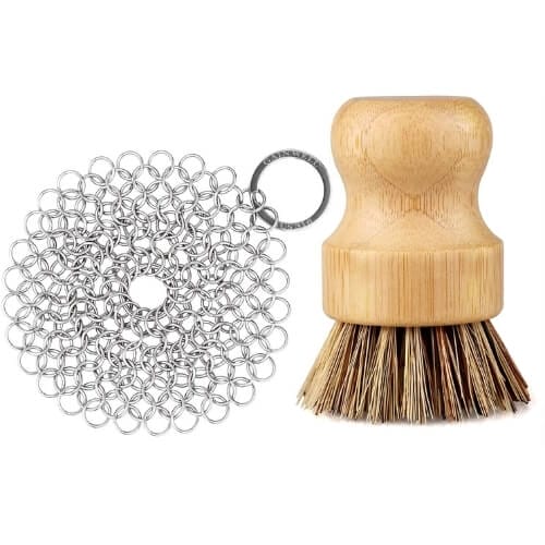 GAINWELL Stainless Steel Chainmail Scrubber Set Cast Iron Cleaner 4in Astonishing Iron Gifts For Her On 6th Anniversary