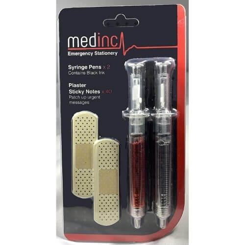 Medical Blister Pack - Contains 2 x Syringe Pen and 40 x Plaster Sticky Notes Funny Gifts For Doctors That Will Cheer Them UpFunny Gifts For Doctors That Will Cheer Them Up