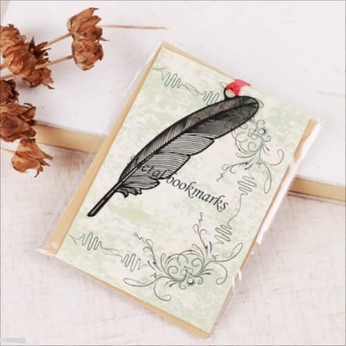 HASCN 2 PCS Iron Bookmark Creative Stationery Gift Feather Astonishing Iron Gifts For Her On 6th Anniversary
