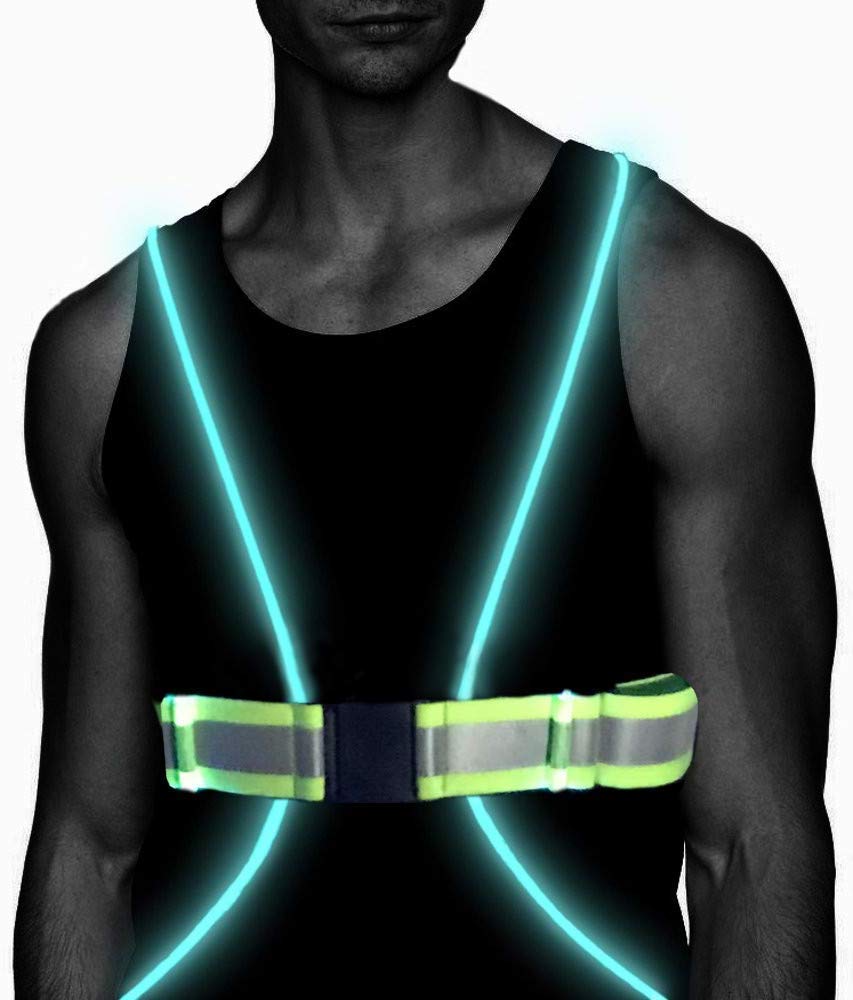 Atlecko 360° Reflective LED Running, Cycling or Hiking Vest & Belt for Men