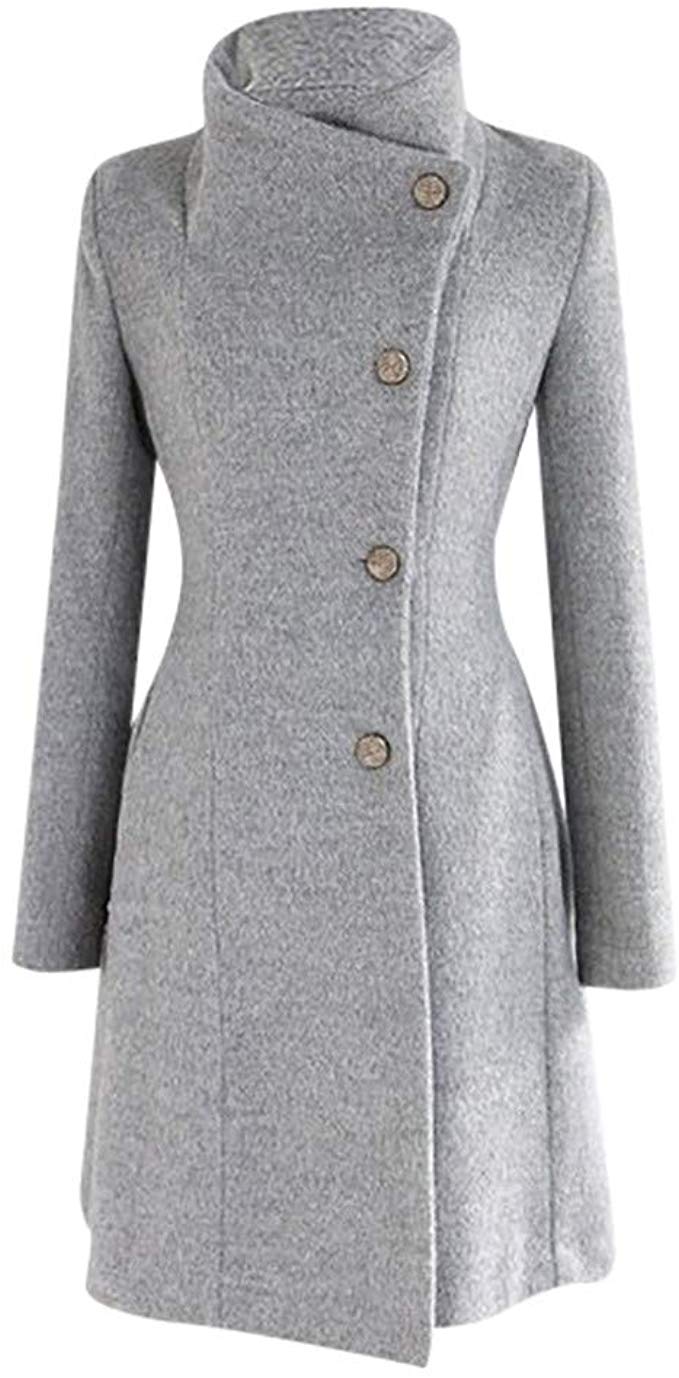 Womens Winter Lapel Wool Coat Trench Jacket
