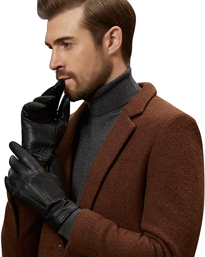 GSG Mens 100% Nappa Leather Winter Gloves