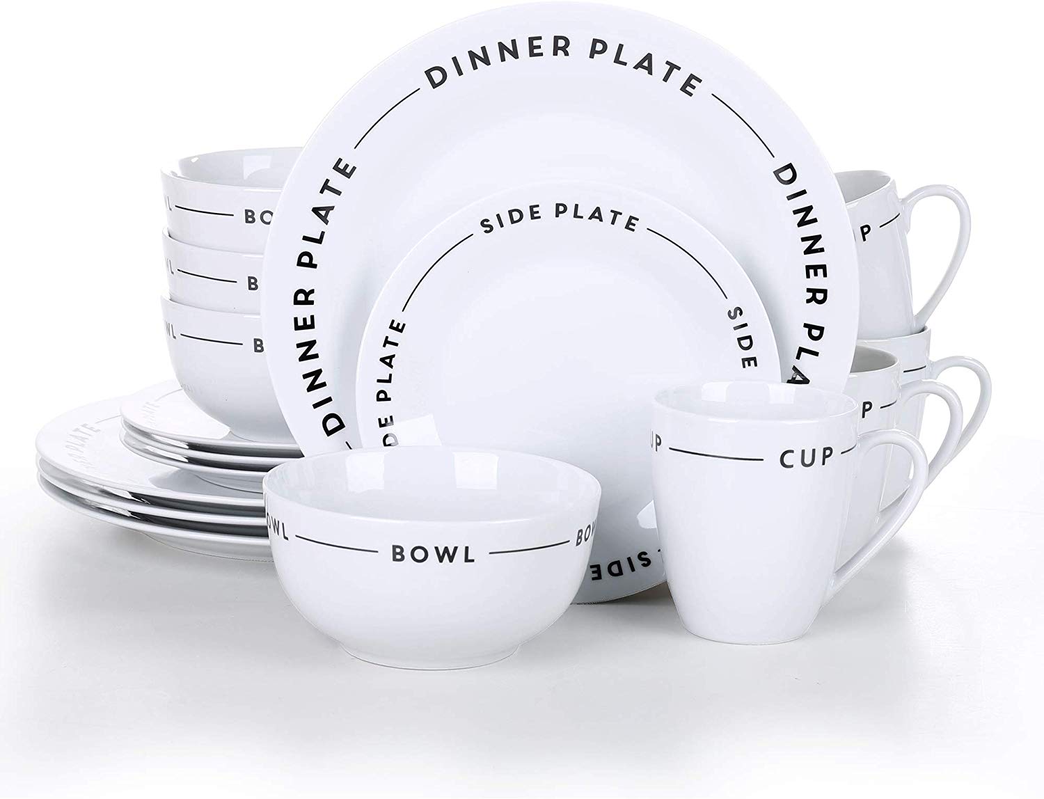 16-Piece of Porcelain Combination Set with 10.75" Dinner Plate