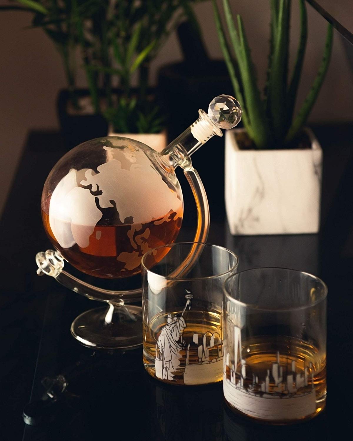 HomeZone® Whiskey and Brandy Globe Decanter Glass Set