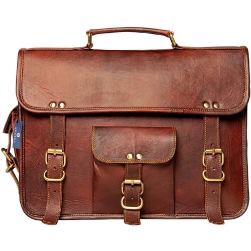 ANUENT Leather Bags Vintage Soft Leather Messenger Brown Real Laptop Satchel Bag Genuine Briefcase Gift Ideas for Who Have Everything