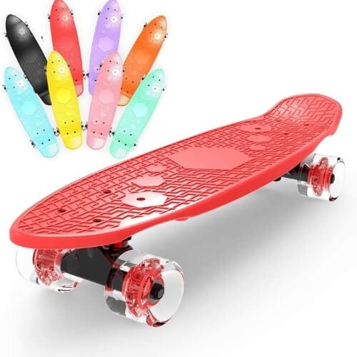 Cruiser Skateboards For Beginners Kids 22 Inch Retro Longboard Complete Classic Skating Board Funny Cool Skateboards Gifts For 14 Year Old Boys