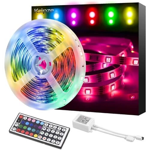 LED Strip Lights, Ksipze 5m RGB LED Light Strip with Remote Colour Changing SMD 5050 LED Room Lights for TV Kitchen Home Party Christmas Decoration, Bright LEDs, Strong Adhesive Gifts For 14 Year Old Boys