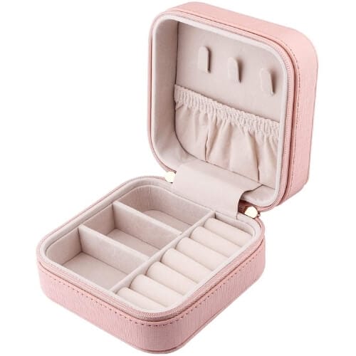 Duomiilalgs Small Travel Jewelry Box, Travel Mini Organizer Portable Display Storage Case for Rings Earrings Necklace, Best Gifts Choice for Girls Women (Pink) Gifts To Give Your Best Friend For Her Birthday