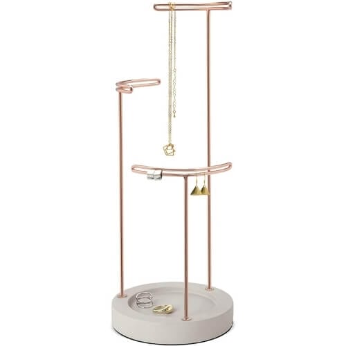 Umbra Tesora Jewelery Stand, Concrete/Copper Gifts To Give Your Best Friend For Her Birthday