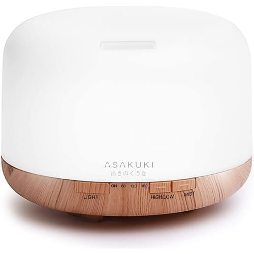 ASAKUKI 500ml Essential Oil Diffuser, Premium 5 In 1 Ultrasonic Aromatherapy Scented Oil Diffuser Vaporizer Humidifier, Timer and Waterless Auto-Off, 7 LED Light Colors Christmas Presents for Parents
