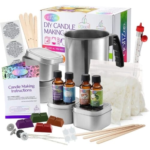 DilaBee Complete DIY Candle Making Kit Supplies, Create Large Scented Soy Candles, Full Beginners Set Including 2 LB Wax, Rich Scents, Dyes Gifts To Give Your Best Friend For Her Birthday