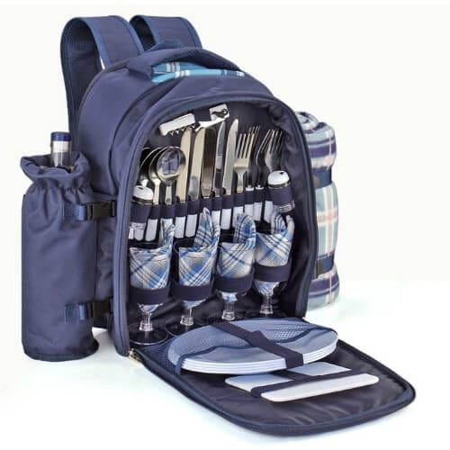 Flexzion Picnic Backpack Kit - Set for 4 Person With Cooler Compartment Gift Ideas For Couples Who Have Everything