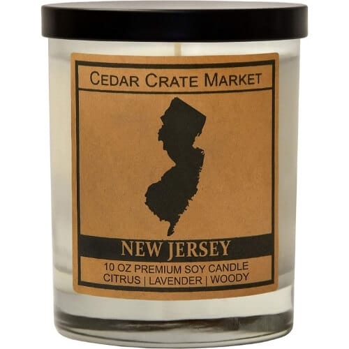 New Jersey Kraft Label Scented Soy Candle, Citrus, Lavender, Woody, 10 Oz. Glass Jar Candle, Made in The USA Gifts For Nurses