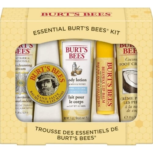 Burt's Bees Essential Gift Set, 5 Travel Size Products - Deep Cleansing Cream, Hand Salve, Body Lotion, Foot Cream and Lip Balm Gifts For Sister In Law