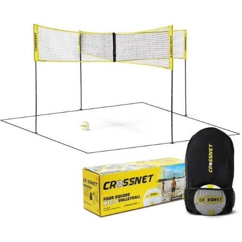 CROSSNET Four Square Volleyball Net and Game Set - Volleyball Sets for the Beach and Garden - Garden Games for Kids and Adults Gifts For 13 Year Old Boys