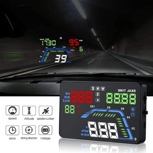 YICOTA Car HUD GPS Head-Up Display 5.5" Colorful LED Dashboard Projector Speed Warning System Compatible Cool Gadgets for Men