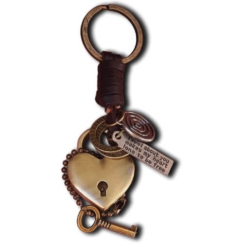Love Heart Keychain Real Lock Romantic Gifts for Him