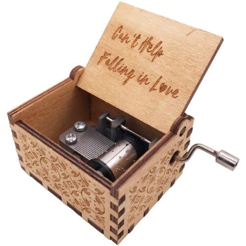 Mini Music Box 18 Note Hand Crank Engraved Wood Music Box for Kids Romantic Gifts for Him